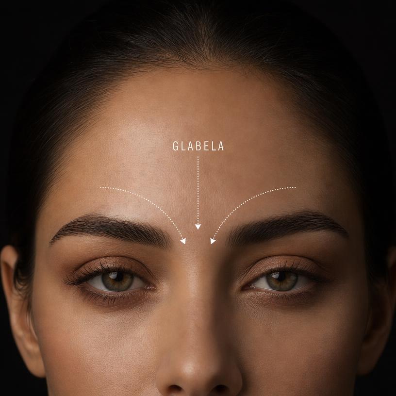 Exemplo de marcação de aplicação de botox