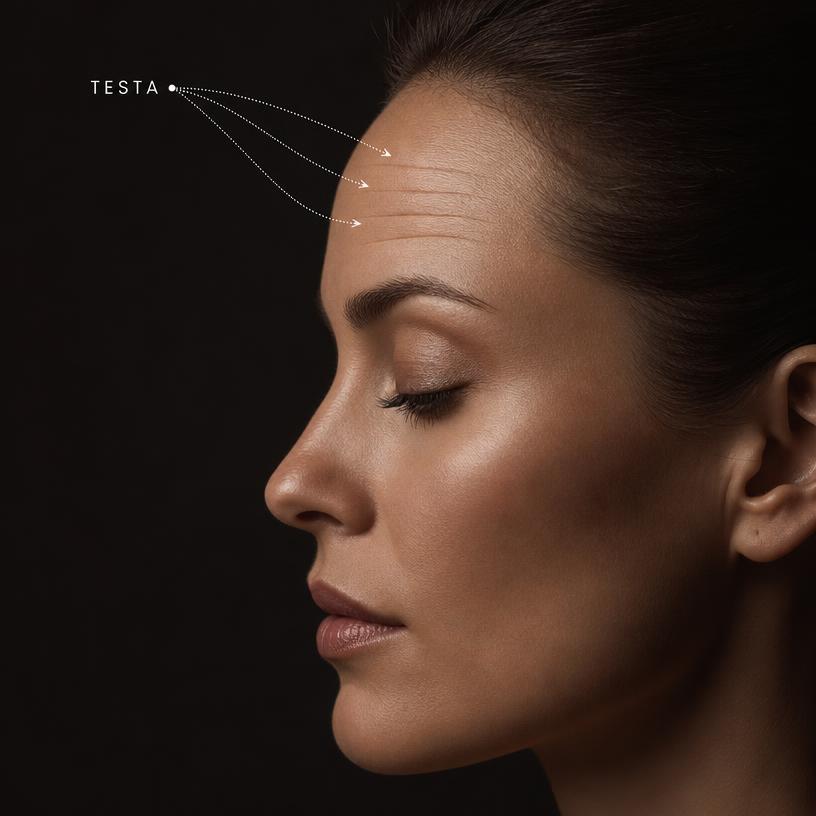 Exemplo de marcação de aplicação de botox